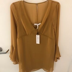 BCBGeneration Gold Tan Chiffon Dress